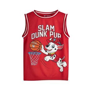 Paw Patrol Boys Slam Dunk Pup Marshall Basketball Jersey Tank Top / Red